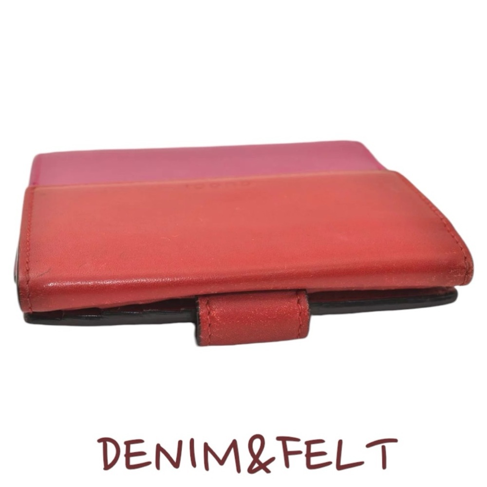 GUCCI Vintage Pink & Red Leather French Flap Bifold Compact Wallet - Picture 6 of 16